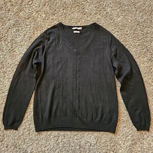 Peter Millar V Neck Sweater Men XL 1000% Merino Wool‎ Black Classic Timeless